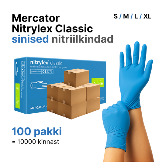 Nitriilkindad Mercator Classic sinised = 100 pakki (10000 tk)