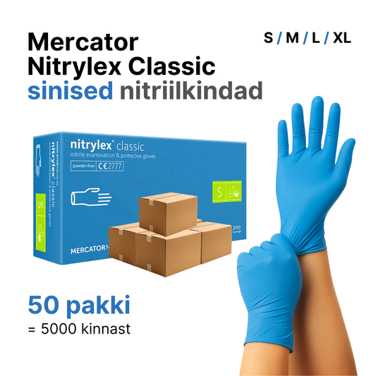 Nitriilkindad Mercator Classic sinised = 50 pakki (5000 tk)