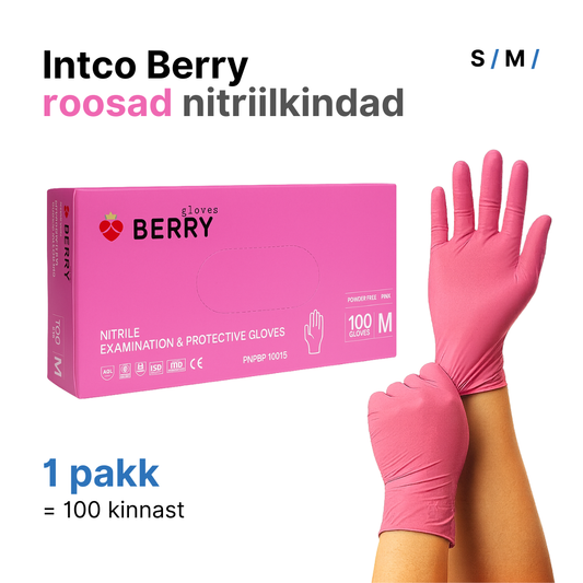 Roosad nitriilkindad Berry = 1 pakk (100tk)
