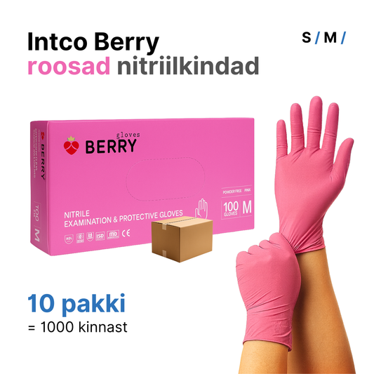 Roosad nitriilkindad Berry = 10 pakki (1000 tk)
