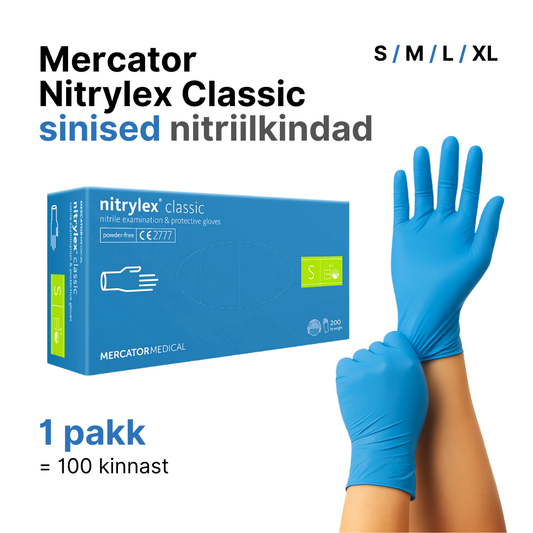 Sinised nitriilkindad Mercator Classic = 1 pakk (100 kinnast)