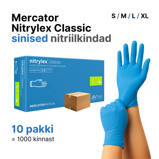 Sinised nitriilkindad Mercator Classic = 10 pakki (1000 tk)